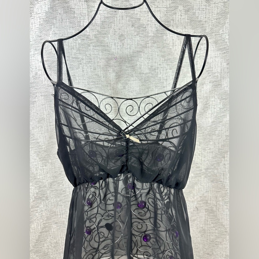 Ravissante Toute la nuit black sheer lingerie babydoll size M/L - Picture 4 of 8